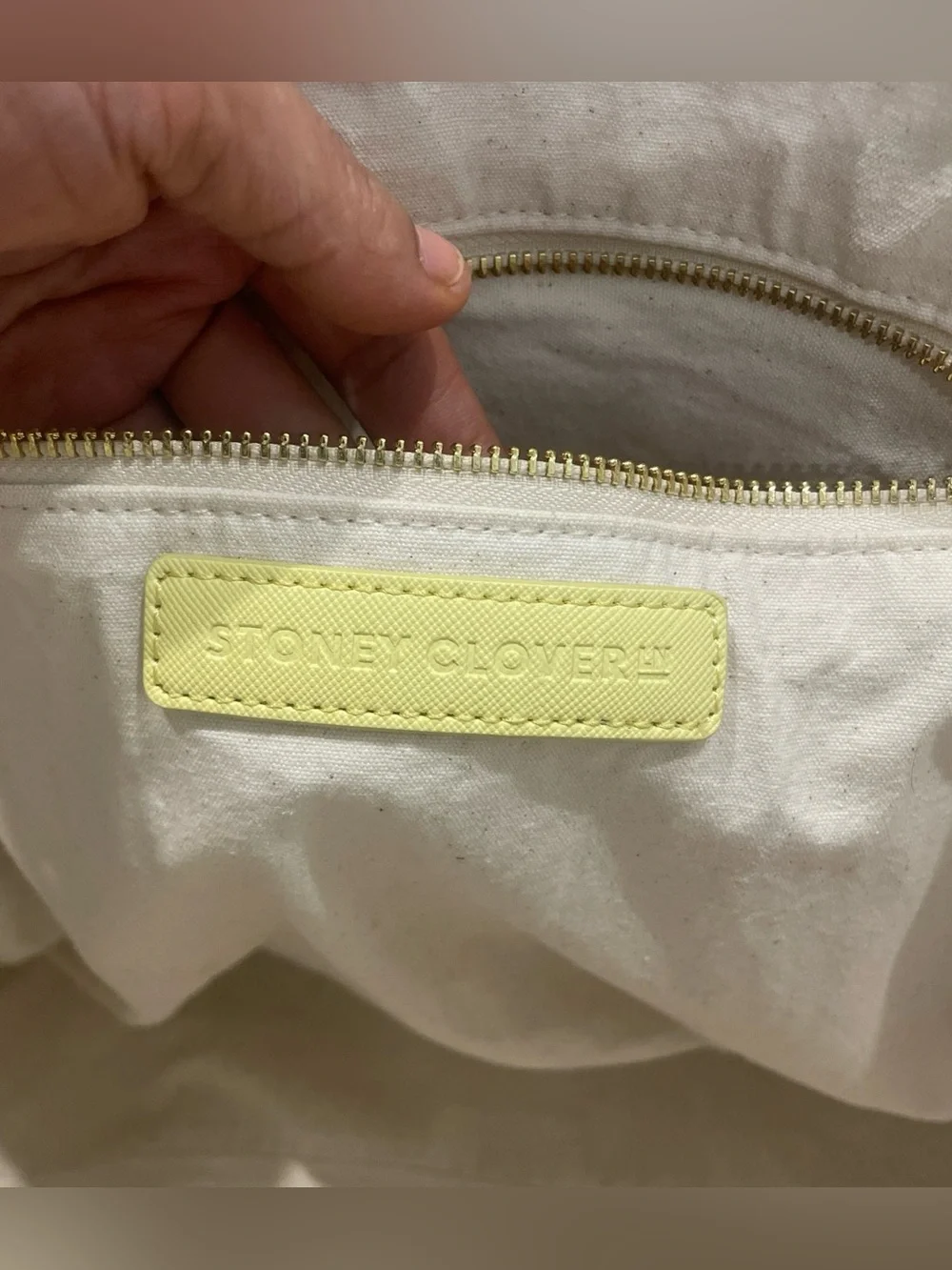 Stoney Clover Lane Canvas Tote with Pale Yellow Trim and Handles